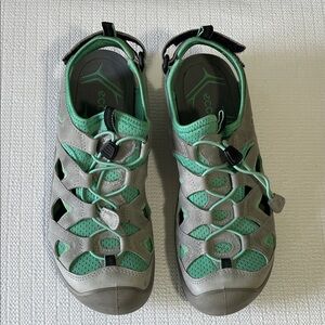 Ecco Mint and Gray Adventure opened back Sandals